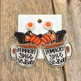 Embroidered Pumpkin Spice Season Earrings