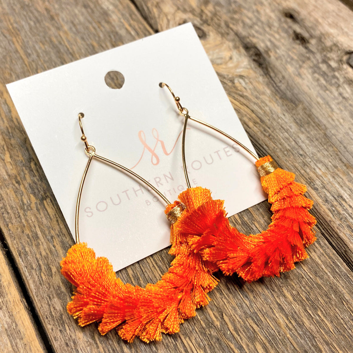 Pom Fan Teardrop Earrings | Orange
