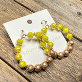 Crystal+Gold Beaded Earrings | Yellow