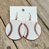 Acrylic Baseball Earrings | White+Red