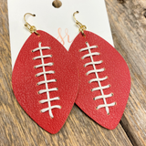 Leather Stitch Football Earrings | Red