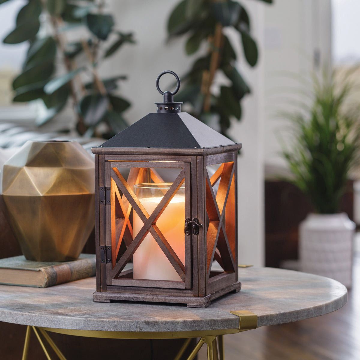 Farmhouse Candle Lantern | Weathered Espresso
