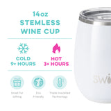 Swig Stemless Wine Cup 14 oz. | Shimmer White Diamond