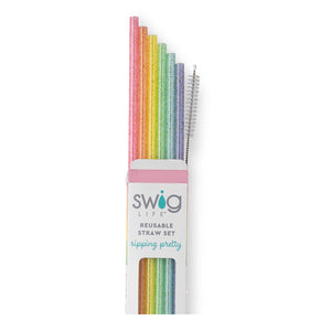 Glitter Rainbow | Reusable Tall Straw Set | Swig