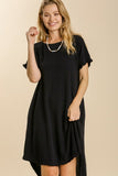 Hi/Low Linen Scoop Dress | Black
