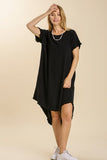 Hi/Low Linen Scoop Dress | Black
