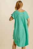 Hi/Low Linen Scoop Dress | Teal